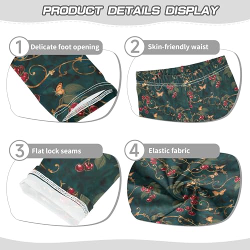 Vintage Butterfly Cherry Girls Leggings Soft Stretch Workout Yoga Dance Pants for Kids Casual Tights3