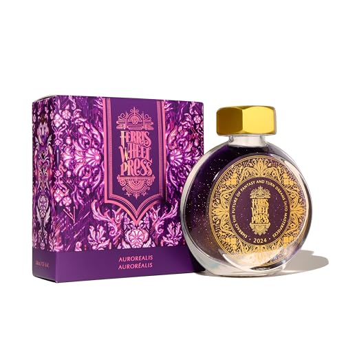 Image of Ferris Wheel Press Ink, Everyday Ink Collection, Aurorealis Deep Violet with Duochrome Pink/Gold Shimmer and Yellow Sheen, 38ml Fountain Pen Ink Bottle