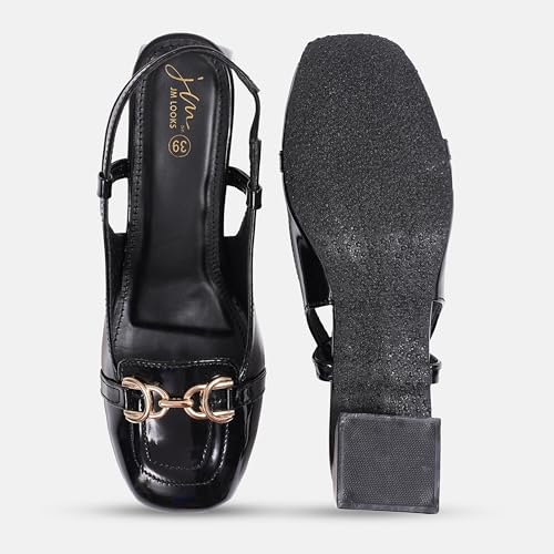 Image of JM LOOKS Womens Slingback Block Heels Closed Square Toe Dress Work Slip on Back Strap Business Pumps