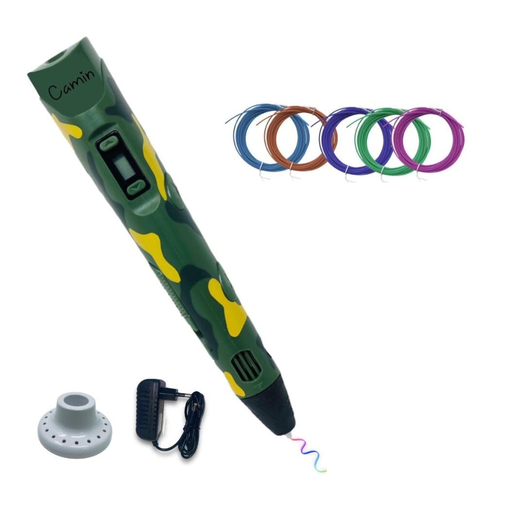 Parmo 3D Pen for Kids | 3D Pen with Adapter & 5 PLA 5 mtr (Camoflauge)-picture-29