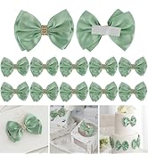 LiBongTa Moss Green Ribbon Bows 4'' Premade Satin Bow, Gift Bows with Rhinestone, Wrapping Bows f...