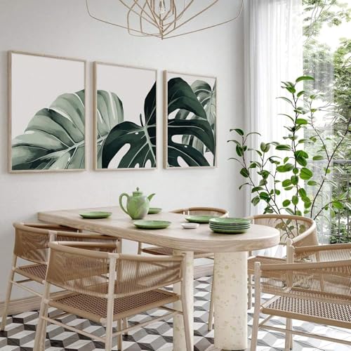 Triptyque Monstera 60x80 cm | Toile imprimée botanique sans cadre