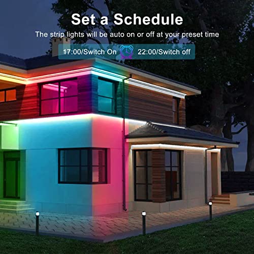 Image of CHARKEE 100ft Outdoor Led Strip Lights Waterproof IP65, Bluetooth Outdoor Waterproof Lights with Remote and Smart App Control 5050 RGB Color Changing Strip Lighting for Patio Decor(3 * 32.8ft)