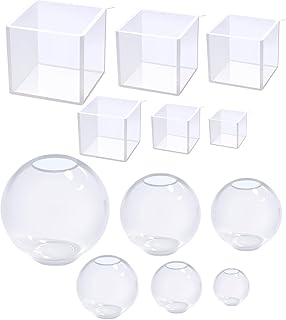 12Pcs Transparent Resin Molds Silicone Set, Clear Silicone Molds for Epoxy Resin Include Seamless Sphere ,Deep Cube Resin Molds Silicone,Molds for Resin Casting