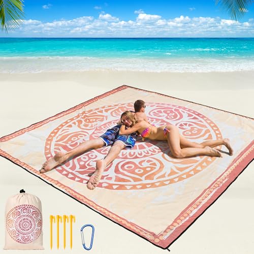 Image of WIWIGO Beach Blanket Waterproof Sandproof Beach Mat 79 inch X 83 inch /10'x9'for 2-8 Adults Quick Drying Outdoor Picnic Mat Beach Accessories for Travel, Camping, Hiking