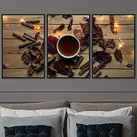 3 Piece Framed Canvas Wall Art Cup of Tea Canvas Prints Home Artwork Decoration for Living Room,Bedroom - 16