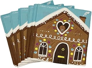 Gingerbread House Napkins - Pack of 20 Festive, Triple Layer, Compostable, Square Tissue Serviettes for Christmas Dinners, Xmas Parties & Events