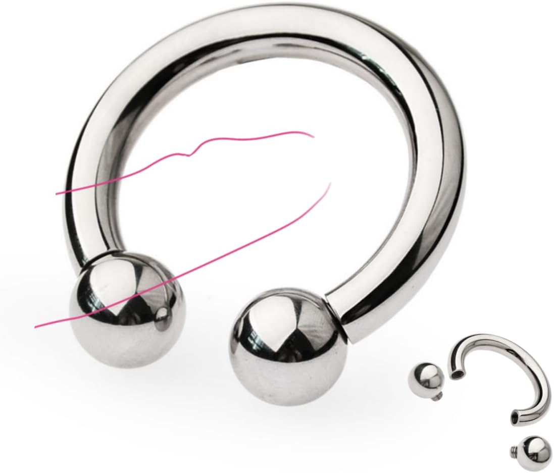 C-Shape Design Male Metal Weight Stretching Exercise Accessory, Stainless Steel Hanger Training Rings, 1 Piece-ukhlF10 (50mm)