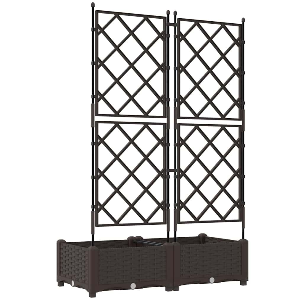 Cache-Pot de Jardin Marron en Plastique résistant 80 x 40 x 125,5 cm 2 pcs avec Treillis pour Jardin et terrasse extérieur, Pots surélevés pour Fleurs et Culture