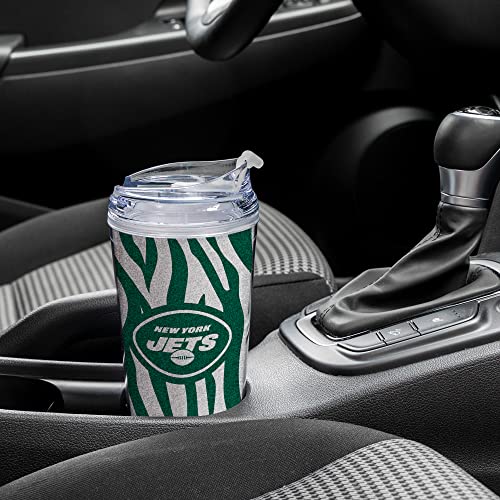 Image of Rico Industries NFL Football Glitter 24oz Acrylic Glitter Tumbler with Hinged Lid, Officially Licensed Double Wall Tumbler with Straw