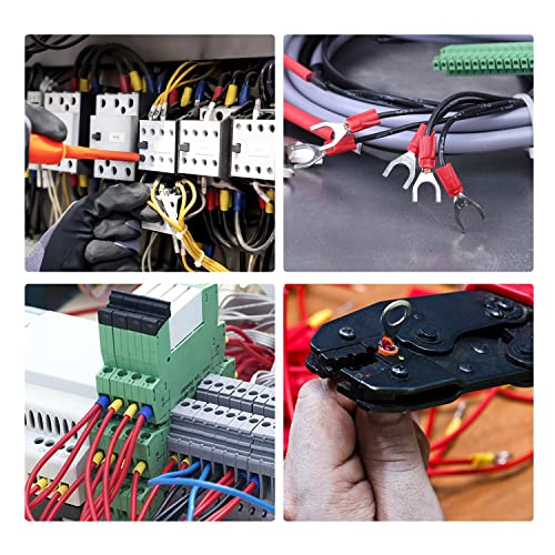 320 stück Kabelschuhe Set, Crimp Terminal Flachstecker Flachsteckhülsen und Gabelkabelschuhe Steckverbinder Isolierte Kabelschuhe Crimpverbinder Terminals Stoßverbinder Quetschverbinder Set…