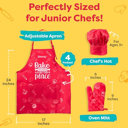 Baketivity Kids Chef Hat And Apron Set For Boys & Girls thumb #4