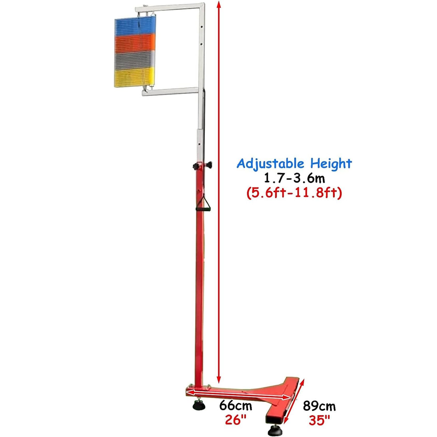 Sprungkraftmesser, verstellbarer Vertikalsprungtester für Erwachsene und Jugendliche, 1,7–3,6 m Basketball-Sprungtrainer, Leistungsmessskala, verbessert die Sprungkraft, mehrfarbiger Stab in