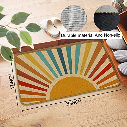 Burosev Boho Abstract Art Sun Decorative Doormat, Bohemian Sunrise Sunset Floor Mat, Rustic Sunshine Farmhouse Decor For Home Indoor Outdoor Front Porch Door Mat (17 X 30 Inch) #TOP2