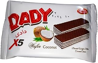 طقم بسكويت ويفر محشو بكريمة جوز الهند من لامبادا X5 من دادي، 6 قطع
