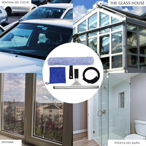 Miniatura 6 de Jnbgtu Kit De Limpieza De Ventanas 6 Piezas Limpiacristales Limpiador De Ventanas Profesional Limpiador De Vidrio De Microfibra Multiuso Kit De Limpieza Profesional Para Ventana, Coche, Baño