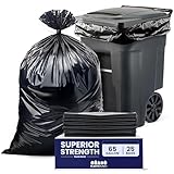 Plasticplace 65 Gallon Trash Bags │ 2.7 Mil │ Black Heavy Duty Garbage Can Liners │ 50” x 48” (25 Count) (W65LDB225A)