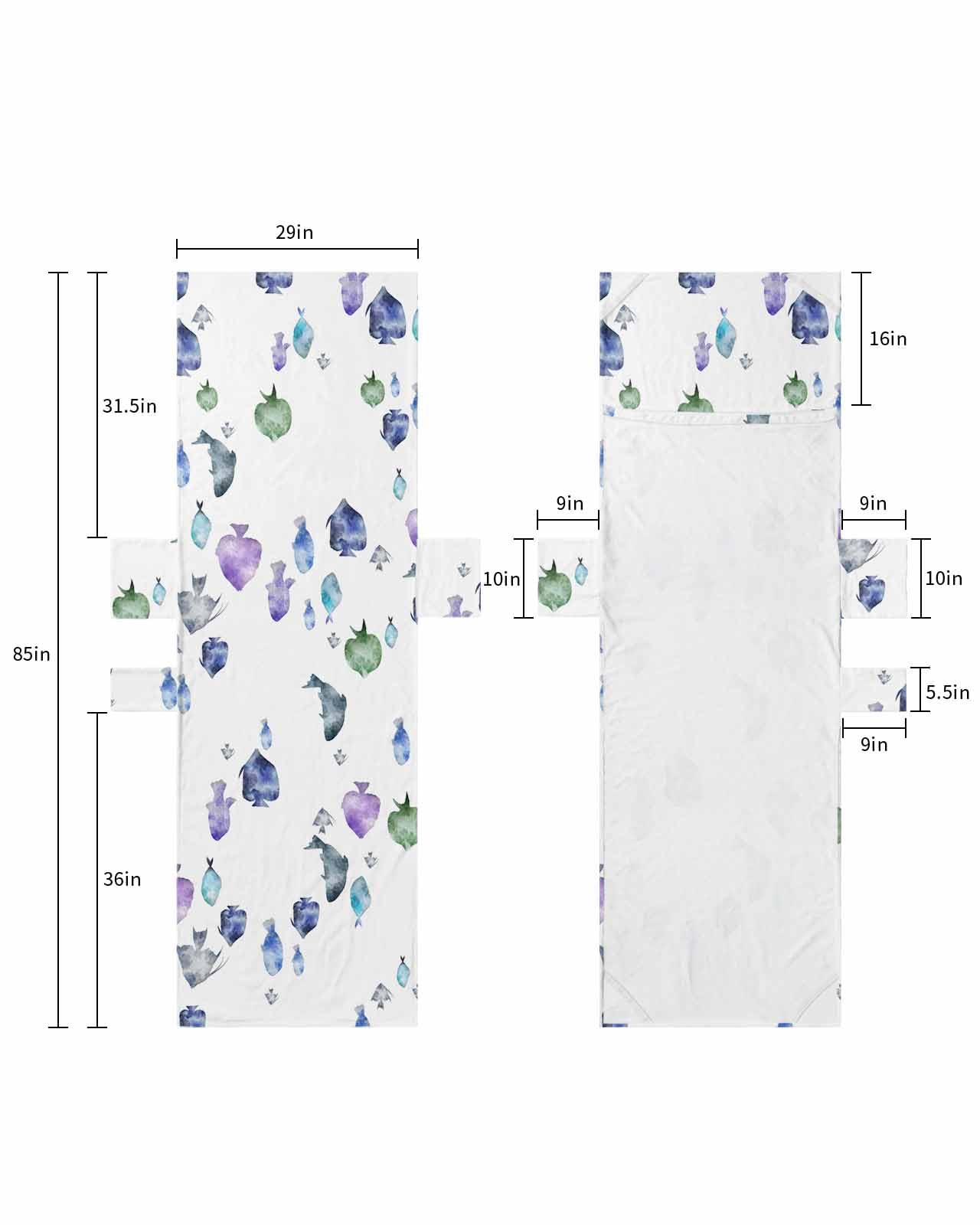 Coastal Fish Beach Lounge Chair Towel Cover, Soft Chaise Lounge Towel with Side Pockets Patio Pool Chairs Cover for Beach/Pool Sunbathing 29x85 Watercolor Summer Beach Nautical Sea