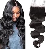 Maxine Hair 5x5 Transparent Lace Closure 10a Brazilian Virgin Hair Lace Cloure Pre-Plucked Hairline With Baby Hair Body Wave Human Hair Closure(16 inch, Free Part )