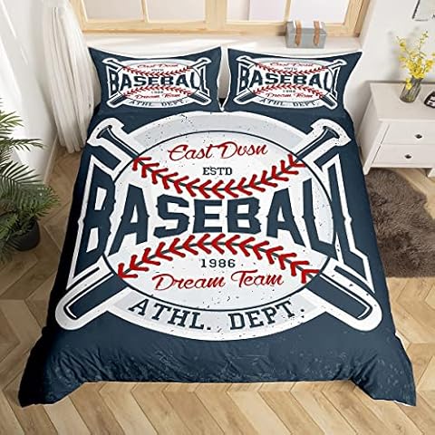 Homewish Vintage Sports Baseball Duvet Set Cover