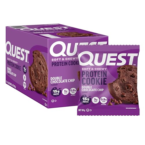 Quest Nutrition プロテインクッキー、高タンパク質、低炭水化物、グルテンフリー、大豆フリー、 ダブルチョコレートチップの商品画像（Amazon）