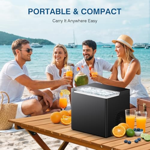 Image of Countertop Ice Makers Machine, Portable Ice Machine Producing 9 Ice Cubes Within 6 Mins, Bullet Ice Available in Two Sizes(S /L), Compact Mini Ice Maker Appliance for Home Kitchen Camping (Somber)