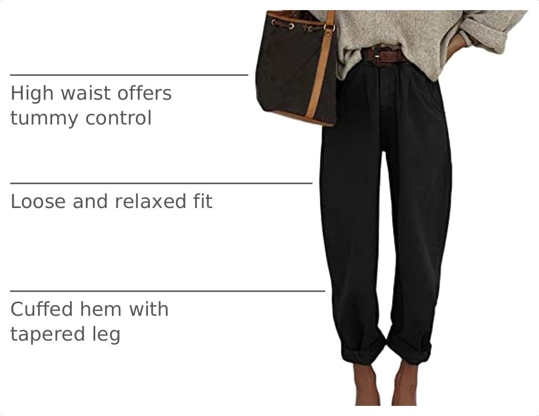EVALESS Women's High Waisted Baggy Boyfriend Barrel Jeans image 4