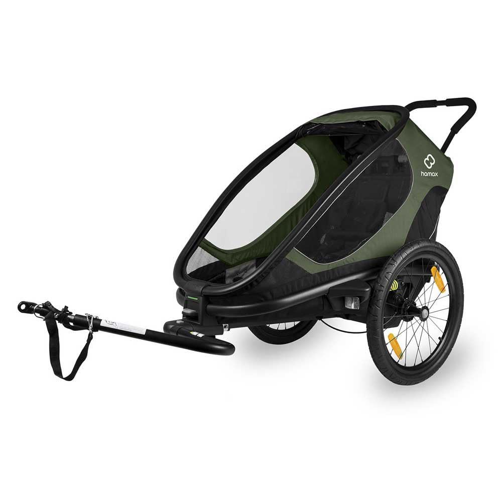 Hamax - Outback-Anhänger – 2-Sitzer – leicht und bequem – neigbare Sitze – große Fenster – Reflektoren vorne/hinten – faltbar und tragbar – Befestigung Fahrrad oder Kinderwagen