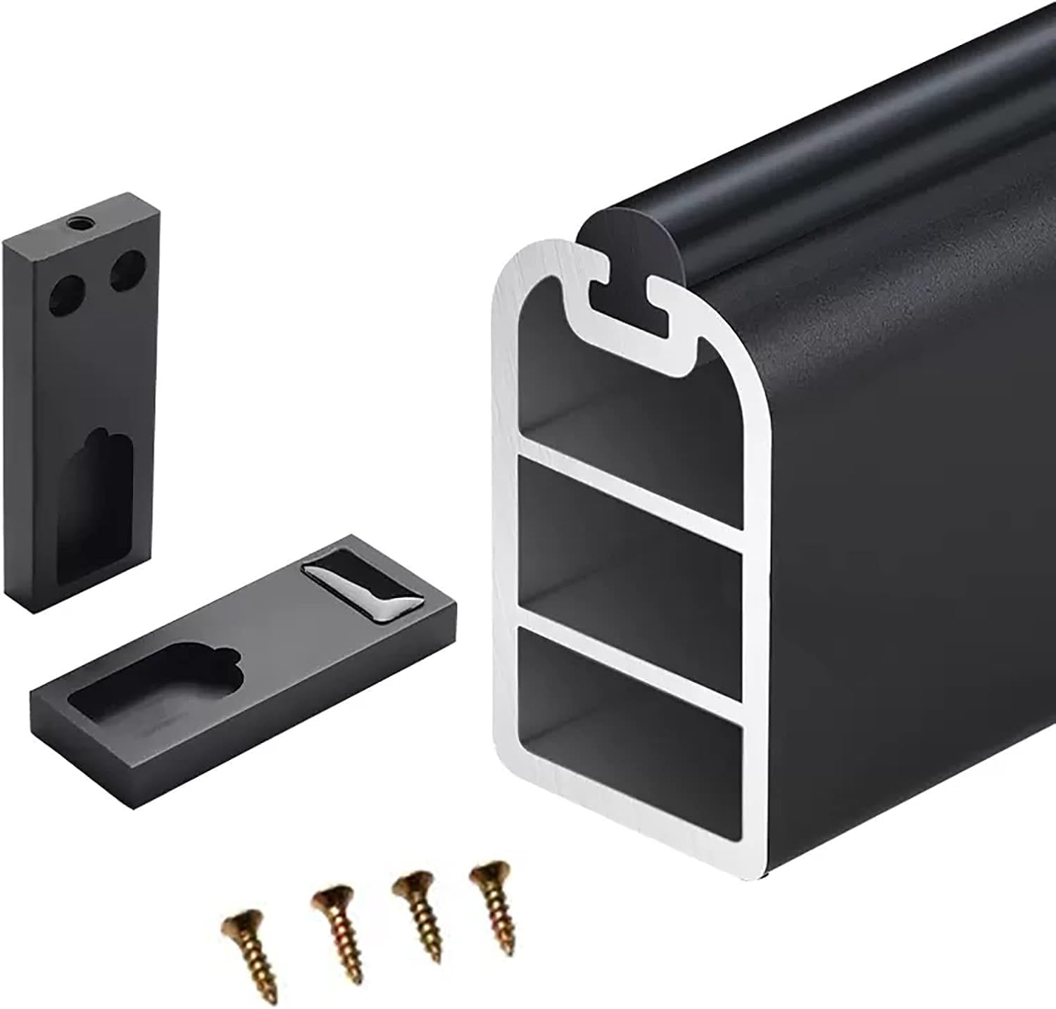 Black Heavy Duty Aluminum Alloy Closet Rod End Supports