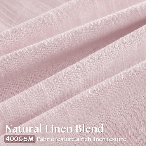 Image of Light Pink Linen Pinch Pleat Curtains 84 Inch Length 2 Panels for Girls Bedroom Nursery Soft Thick Linen Window Drapes Semi Sheer Light Filtering Pleated for Kids Living Room Blush Dusty Pink Decor
