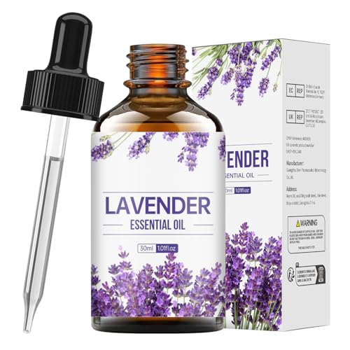 Aceite Esencial de Lavanda 30ML, 100% Lavanda Aceite Esencial Puro Natural Aceites Esenciales de Aromaterapia de Grado Terapéutico