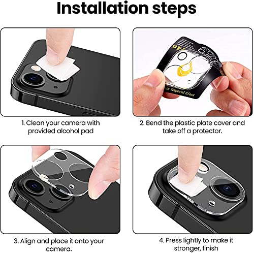 Image of Compatible with [Pack of 2] iPhone 13 Mini Back Camera Lens Protector Tempered Glass - Full Camera Coverage with Easy Installation Kit