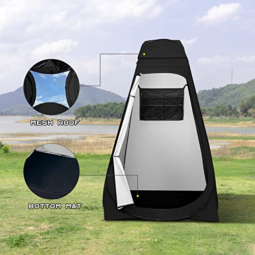 Image of BRIAN & DANY Pop Up Shower Tent, Portable Changing Tent with Rain Shelter & Windows, Privacy Tent for Camping, Toilet or Bathroom, UPF 50+ & Waterproof, 47.2 inch x 47.2 inch x 74.8 inch, Black