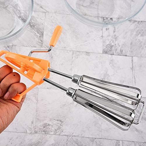 Batidor manual de huevos, batidor de huevos, batidor de crema, espumador duradero, herramientas de cocina prácticas (naranja)