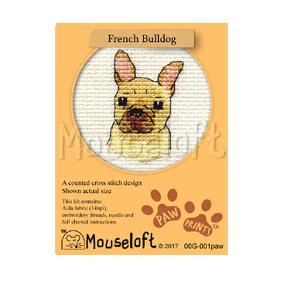 Mouseloft Mini Cross Stitch Kit - French Bulldog, Paw Prints Collection