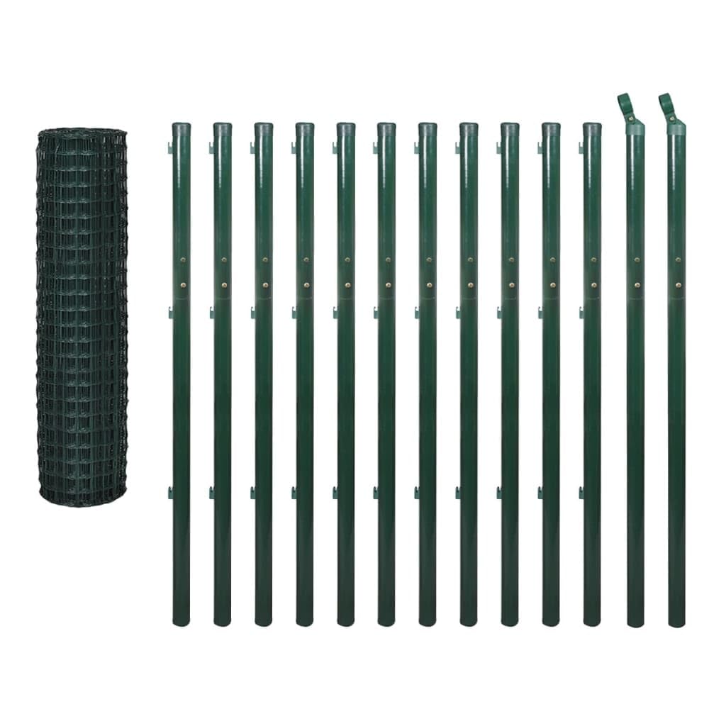 vidaXL Set de Euro-Valla con Estacas de Tierra Longitud 25x1,7 m Acero Verde