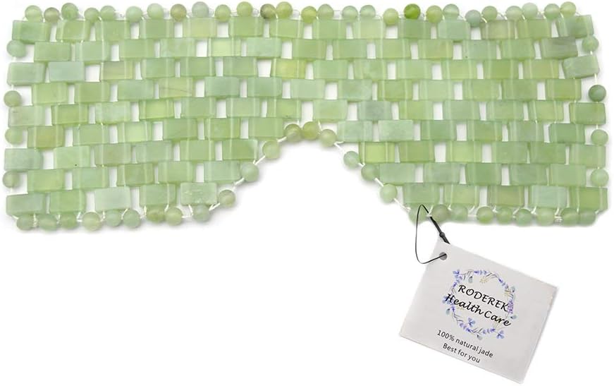 100% Natrual Jade Soothing Cooling Detoxifying Sleep Eye Mask, Xiuyan Jade Sleep Mask and Blindfold, Anti-Aging Jade Eye Mask for Puffy Eyes and Dark Circles, Hot or Cold Therapy Eye Mask,Eye Massage
