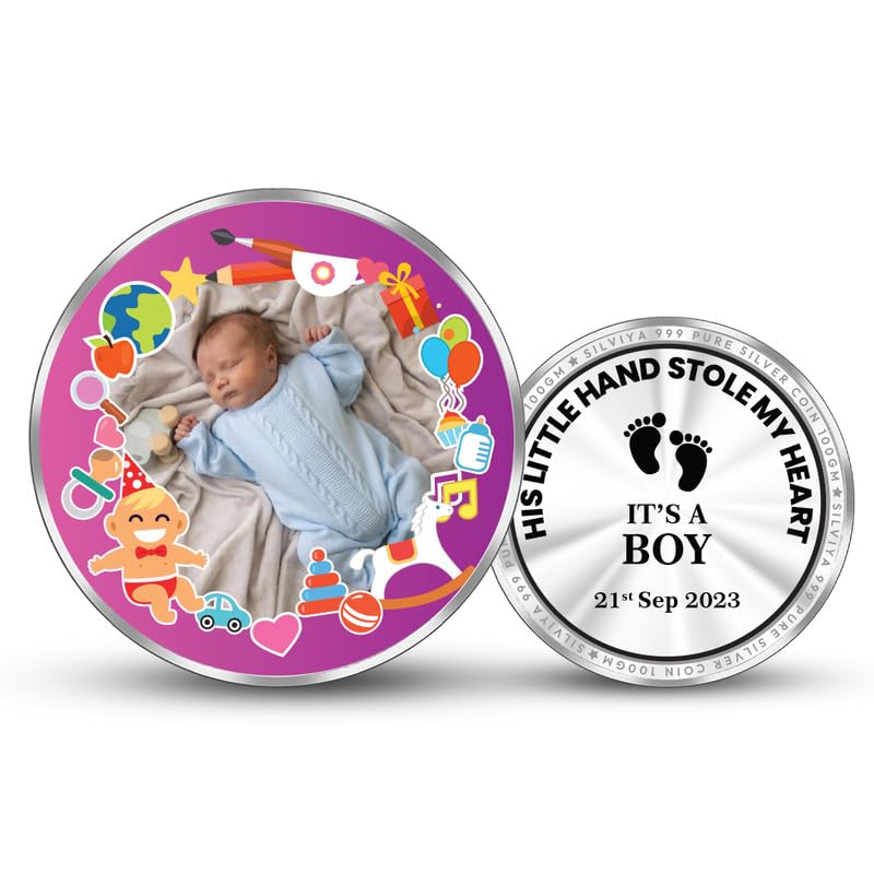 BIS Hallmarked "Precious Keepsakes for Baby Boy" Personalized 999 Pure Silver Round Coin (10g, 20g, 50g, 100g) - Newborn Baby Gift - Gift for baby - First Birthday Gift - With Certificate-image-38