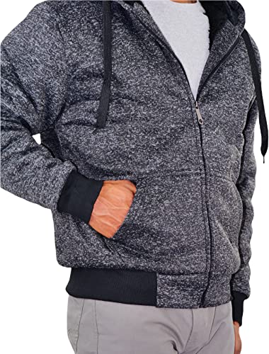 Image of ToBeInStyle Men's Polar Fleece Long Sleeve Zip Up Kangaroo Pocket Cold Weather Hoodie Jacket
