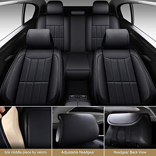 Aoog Leather Car Seat Covers, Leatherette Automotive Vehicle Cushion Cover For Cars Suv Pick-Up Truck, Universal Non-Slip Vehicle Cushion Cover Waterproof Protectors Interior Accessories, Full Set. #TOP4