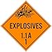 NMC DL88TB100 Safety Sign Placard, Explosive 1.1A 1, 10.75X10.75, Tag Board, Card Stock, Pack 100