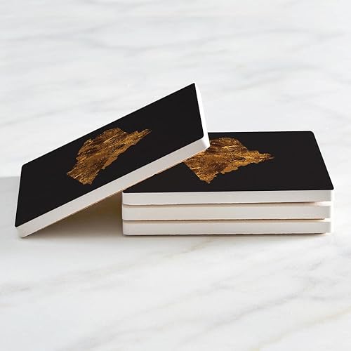 Miniatura 3 de Maine State Cobre, decoración del hogar, 4 posavasos de cerámica, 4 posavasos cuadrados de 4 pulgadas, juego de 4, respaldo de corcho