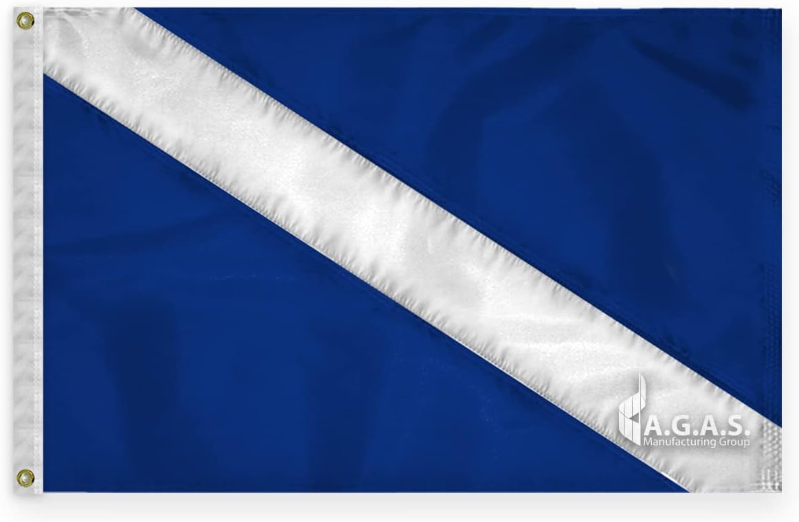 AGAS Guest Flag - 24 x 36 Inch - Printed 200 Nylon - Stitched Edges - Solid Brass Grommets Canvas Heading - Blue and White Stripe Nautical Flag.
