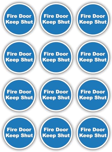 Stcky 12 x Fire Door Safety Signs [BS-5499 Compliant]- Fire Door Keep Shut Stickers Adherent Vinyl Stickers (80mm x 80mm)