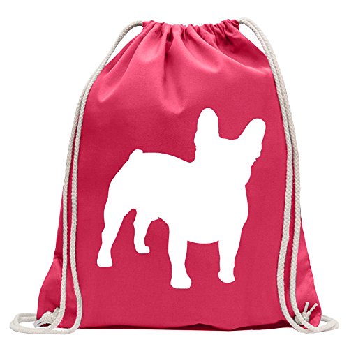 Kiwistar Cane Bulldog Francese Divertente Zaino Sportivo per Il Fitness. Gymbag per Lo Shopping in Cotone con Coulisse