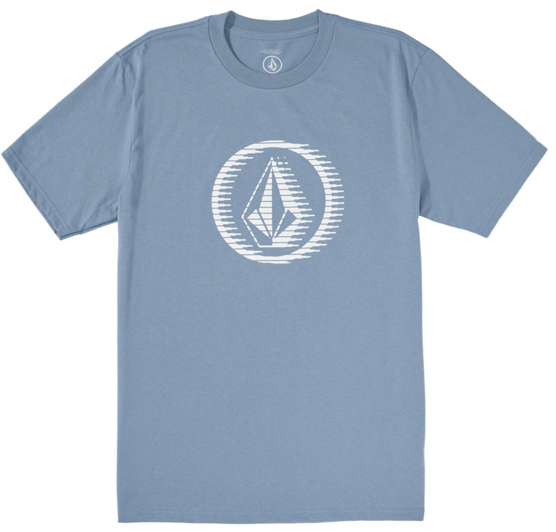 Volcom Mens Crisp Stone Short Sleeve Tee, Blue Wash, Large