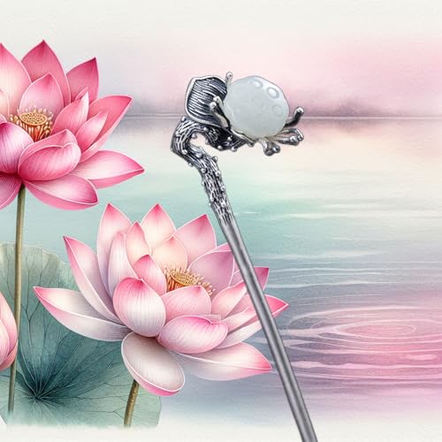 Épingle à cheveux argent 925 fleur style chinois d'exception