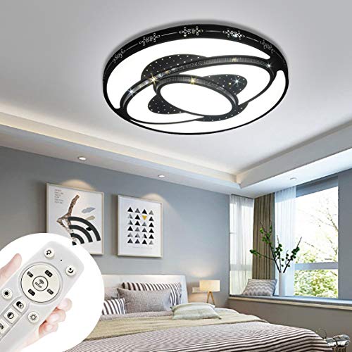 CASNIK 60W Lámpara de techo LED Regulable Luces de techo Lámpara de la sala de estar del dormitorio de la cocina (Negro,Redondo 60W) Cover