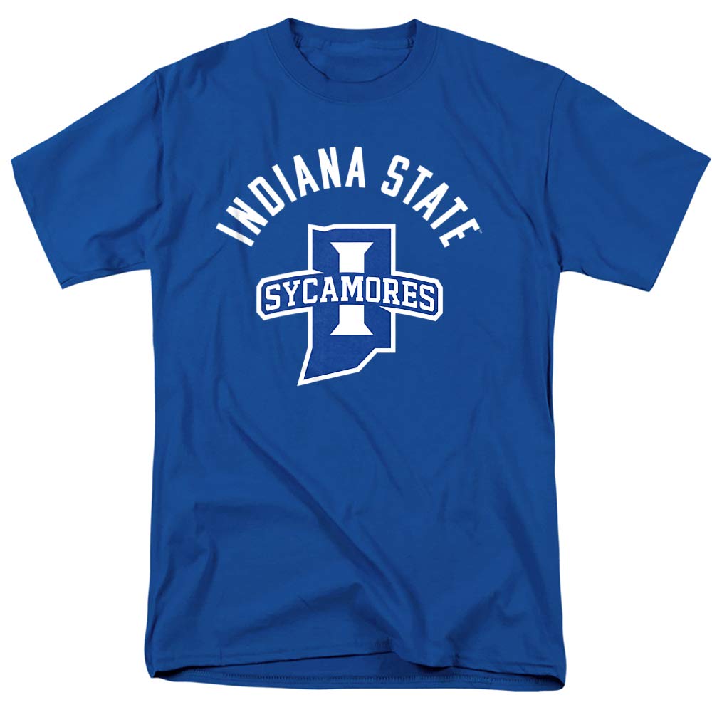 Indiana State University Official One Color Sycamores Logo Unisex Adult T-Shirt, Royal Blue, Large