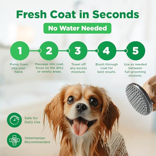 Image of FreshSpritz Waterless Foaming Pet Shampoo with Aloe, No-Rinse Wash for Dogs, Cats & Small Pets - for Odor & Dander, Non-Sticky, Plant-Based Scent, Fast-Drying Grooming Foam - 250ml 8.5 fl oz
